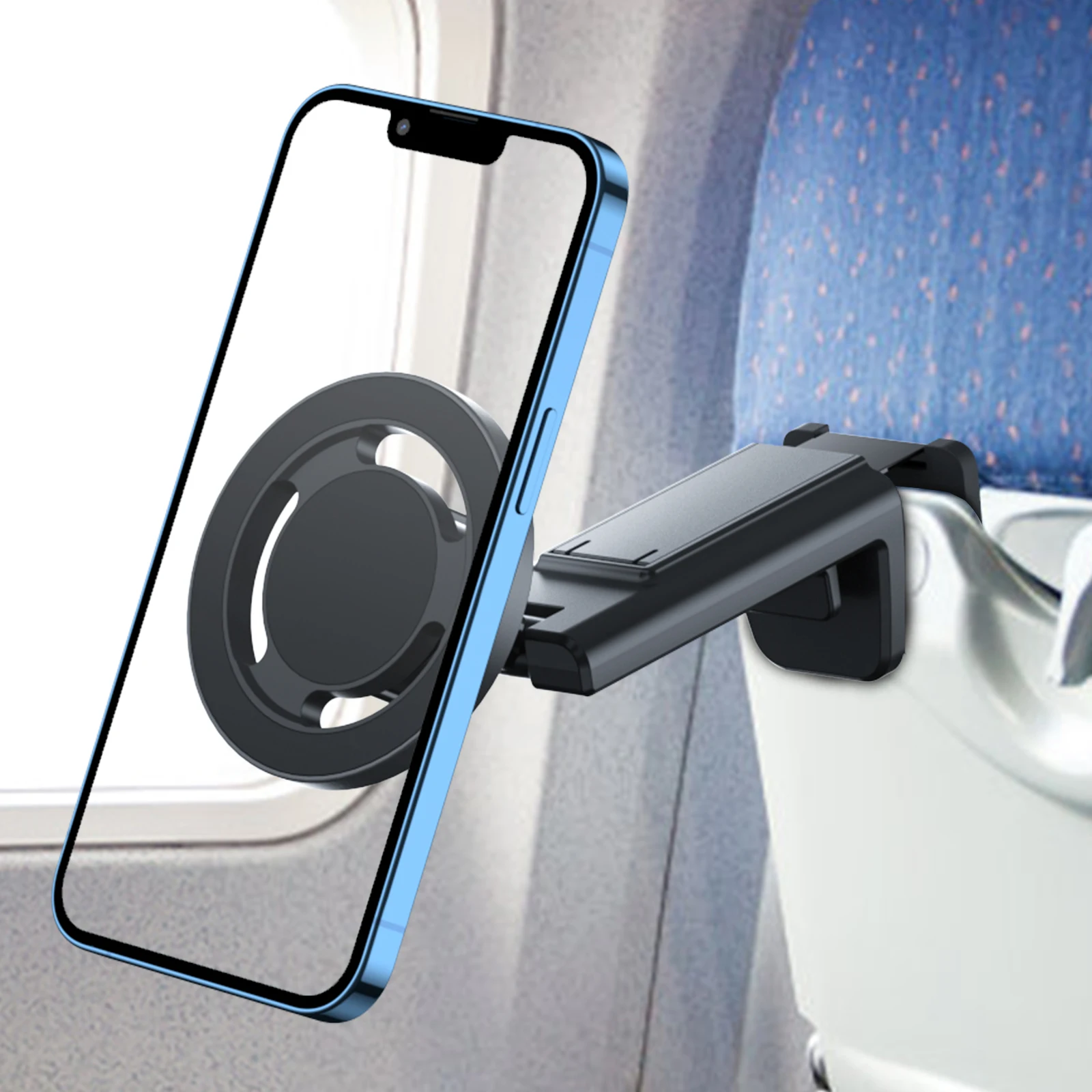 Universal Magnetic Airplane Phone Holder 360 Degree Rotation Handsfree Travel Essential Accessory for Flying Plane Phone Mount