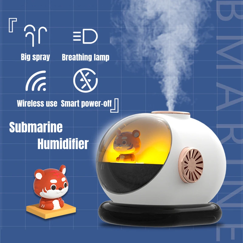 Creative Submarine Air Humidifier Purifier USB Charging 1200mAh Battery Portable Wireless Ultrasonic Cool Mist Table Humidifier