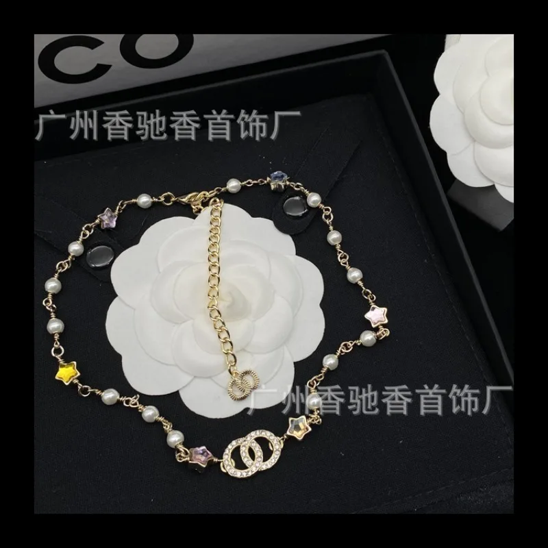 

New Summer Color Five-pointed Star Diamond Necklace Temperament Explosive Star Earrings Women