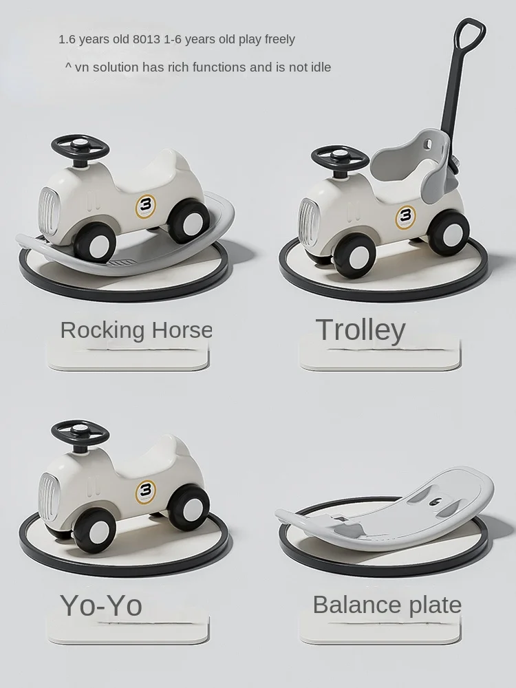 USB Charging Music Box Silent Wheels Baby Rocking Horse 2 In 1 Children Rocking Horse Yo-yo Car Baby Birthday Gift Ride on Toys