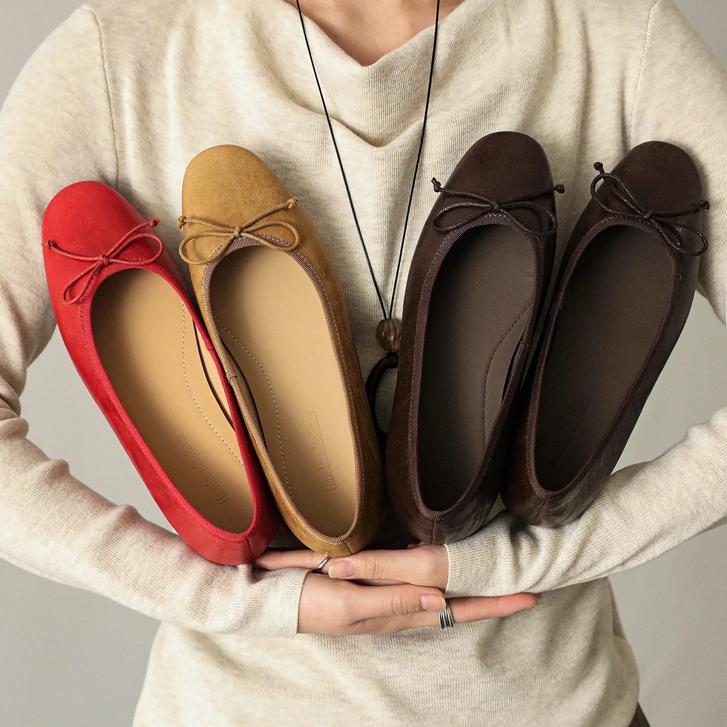 2026 spring autumn women pumps natural leather 22-25cm cowhide+sheepskin+pigskin round toe butterfly-knot low heel women shoes