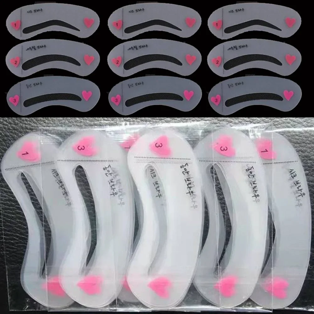 女性用防水眉毛テンプレートセット,プロのメイク,完璧な眉,再利用可能なステンシル,3D,新品