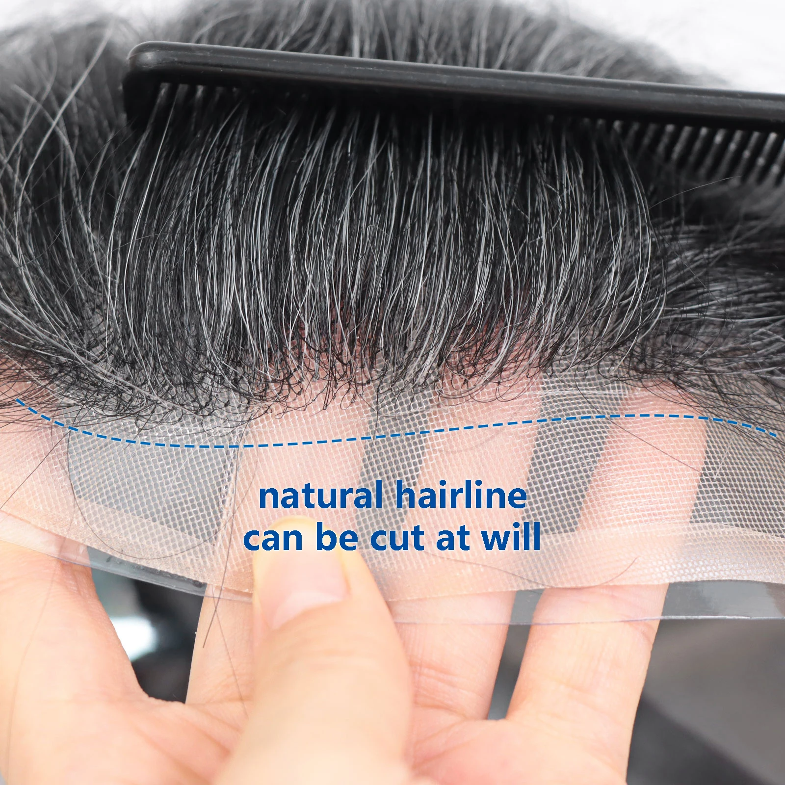 نظام الشعر المستعار للرجال 1B10/1B20/1B50 رمادي مع الدانتيل الأمامي وقاعدة PU أحادية رجل شعر مستعار 8x10 وحدة استبدال الشعر البشري #2