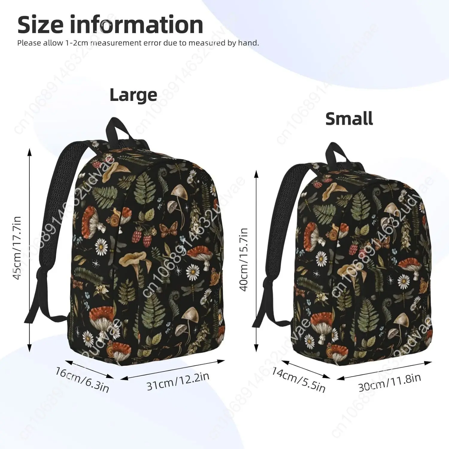 Vintage Mushroom Witchcraft Plant School Backpack for Girls Boys Women Lightweight Canvas Bookbag Casual Laptop Daypack