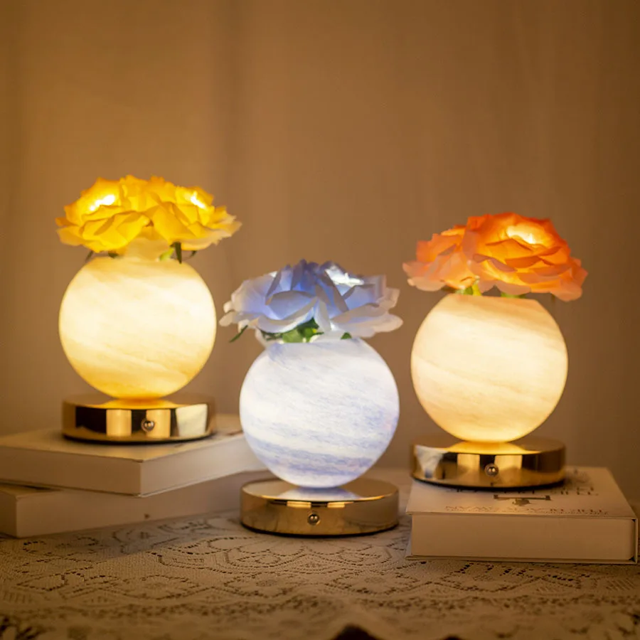 Dreamy Planet Lamp, Rose Night Light Decoration, Ambient Table Lamp, Creative Gift for Girlfriends