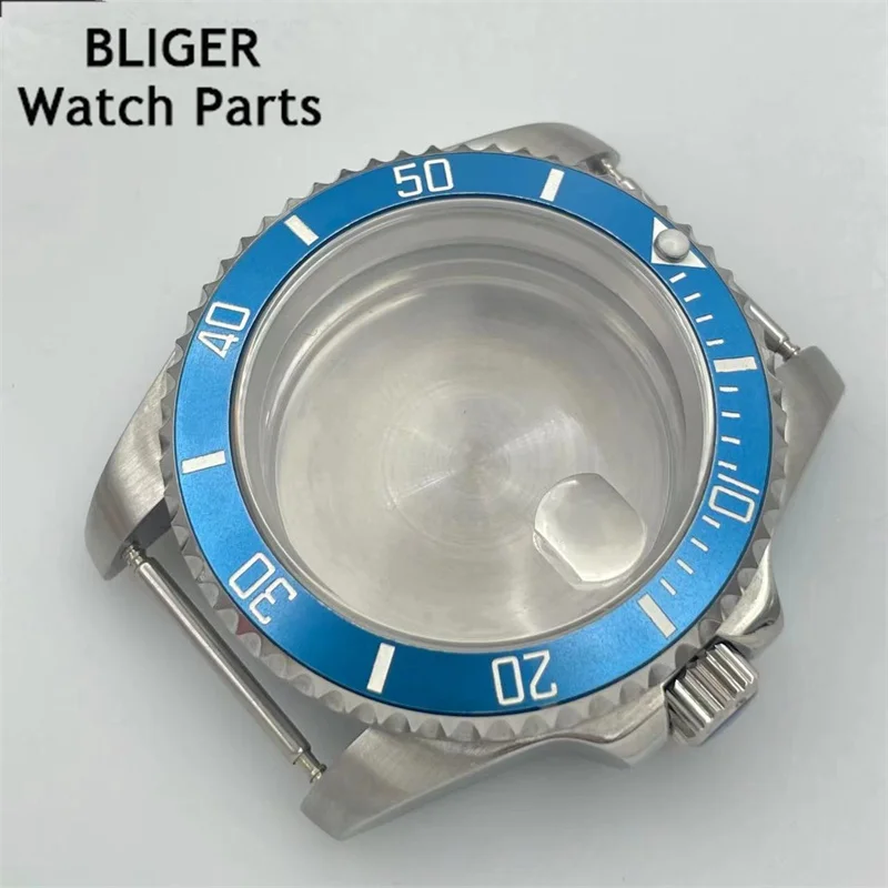 BLIGER 40mm silver stainless steel retro watch case sapphire glass fit NH35 NH36 NH38 2824 3804 2813 movement