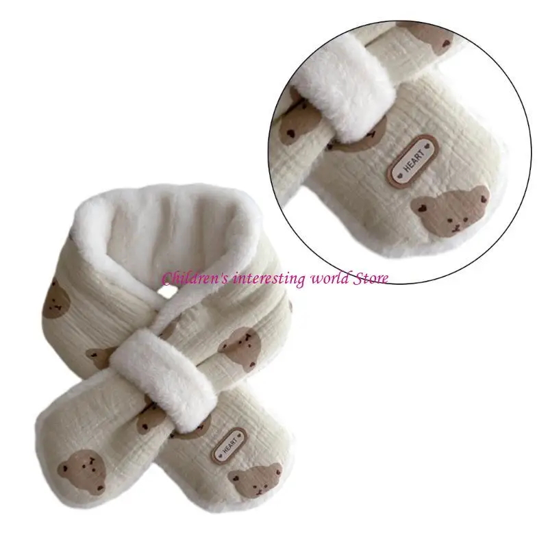 Cartoon Animal Pattern Neck Scarf Plush Long Neckerchief for Outdoor Activities 425F