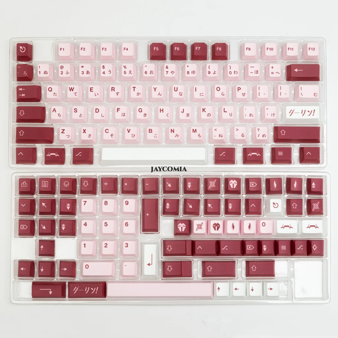 Imagem -02 - Pbt Keycaps Darling Cherry Profile Dye Sub Keycap para Jogos Teclado Mecânico Japonês 144 Teclas Personalizado Faça Você Mesmo Gk68 Tampões de Chave