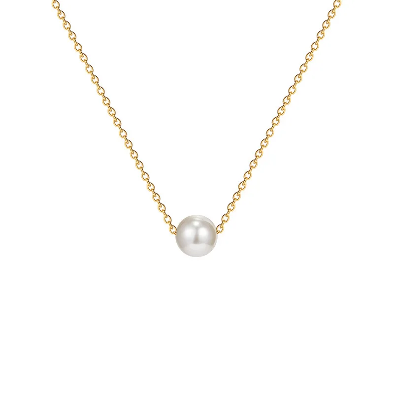 Sexy Minimalism Single Pearl Pendant Necklace for Women Twist Gold Silver Color Clavicle Choker Chain Collar Party Jewelry