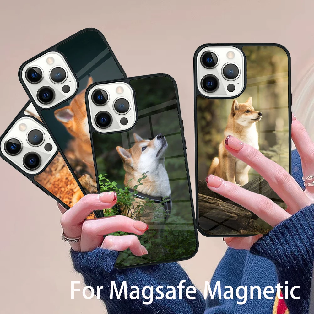 

Animal Cute Dog Akita Phone Case Magesafe Magnetic Wireless Charge Cover For IPhone 16 11 12 13 14 15 Pro Max Plus Mini