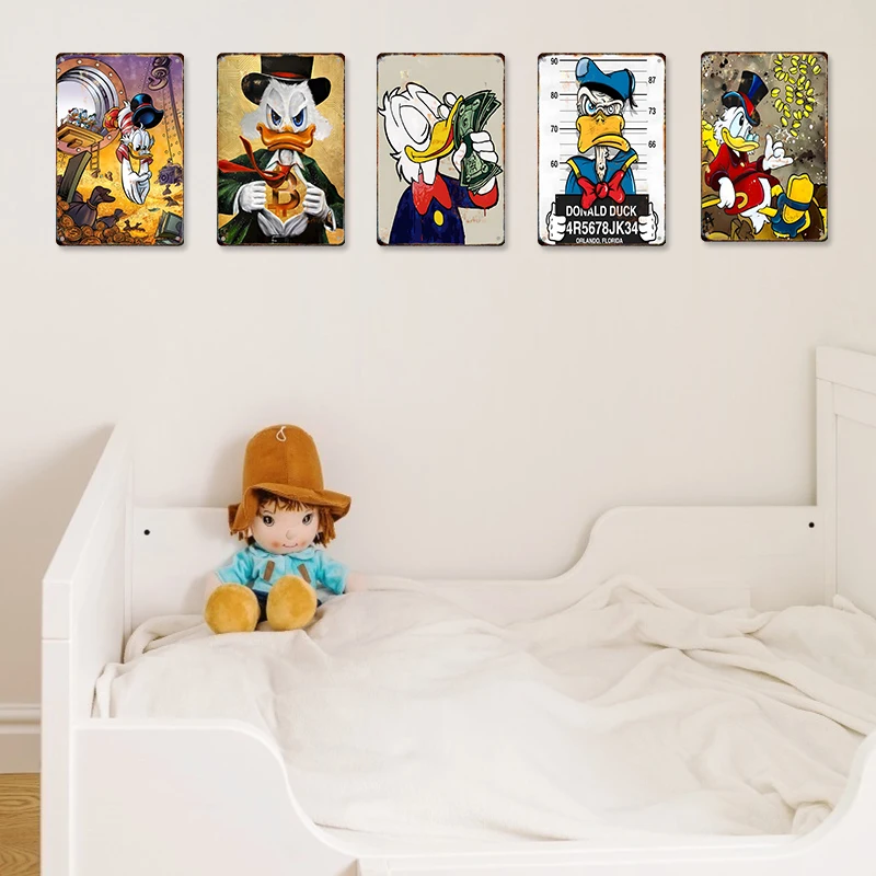 Graffiti Disney Metal Poster Superman Donald Duck Successful Art Prints Pop Art Fashion Cartoon Plaque Plate Bedroom Wall Decor