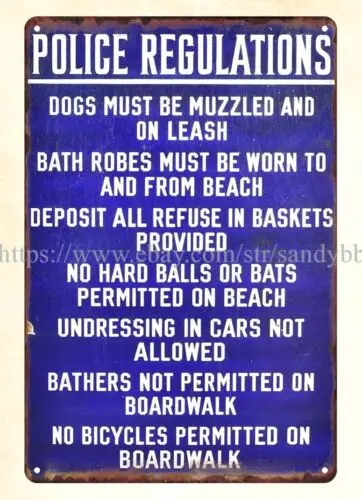 Police Regulations metal tin sign southwestern home decor