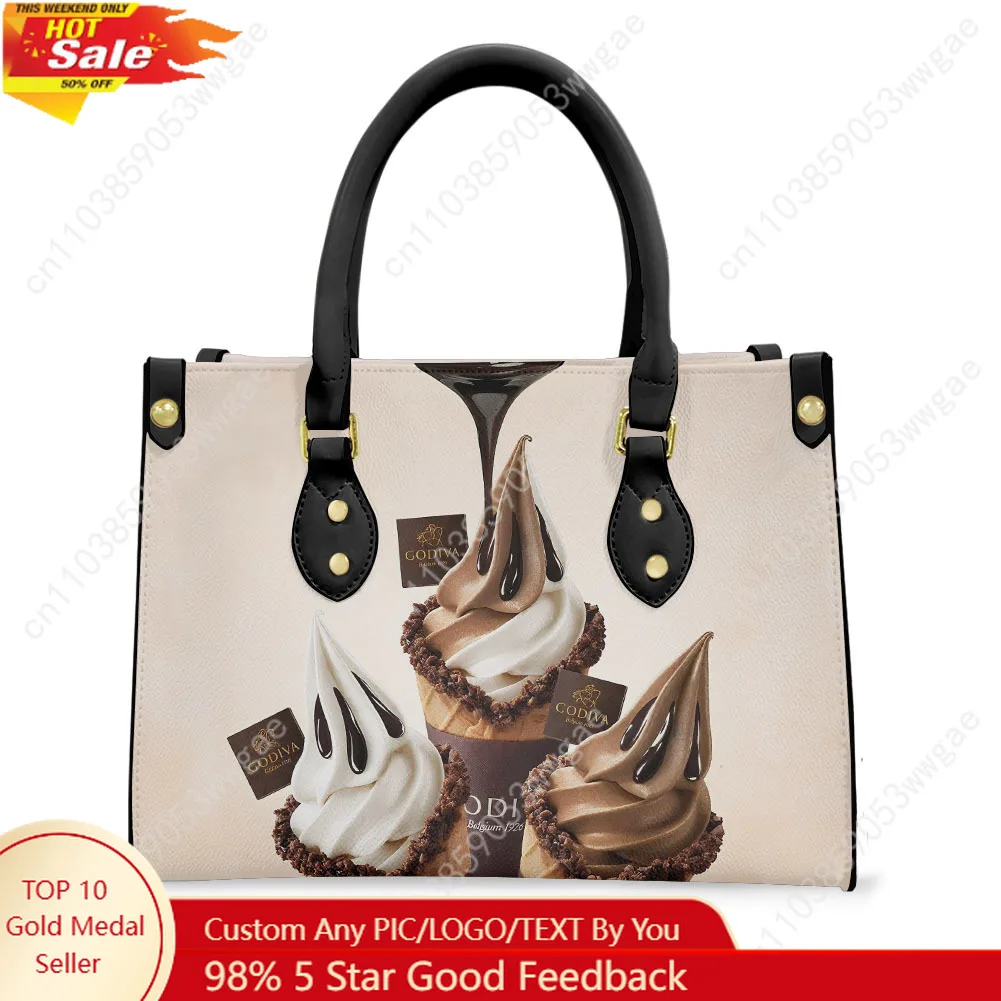 

Ice Cream Tote Bags Purse Womens Mens Fashion Personalized Text Image PU Leather Customized Handbags Commuter Shopping Gift Bags