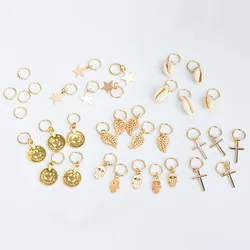 5pcs/Pack Stars Ring Charms Hair Braid Dread Dreadlock Beads Clips Cuffs Rings Jewelry Dreadlock Clasps Hair Accessories Tools