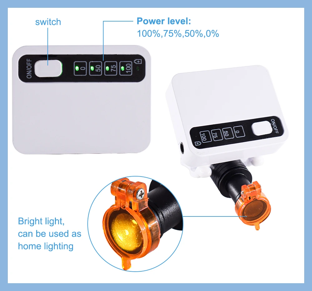 Hot Dentist Drahtloser 5-W-Scheinwerfer mit 2 Batterien, verstellbares Licht für Dentallupen, medizinische Lupe, Vergrößerung, Fernglas – Detail 3