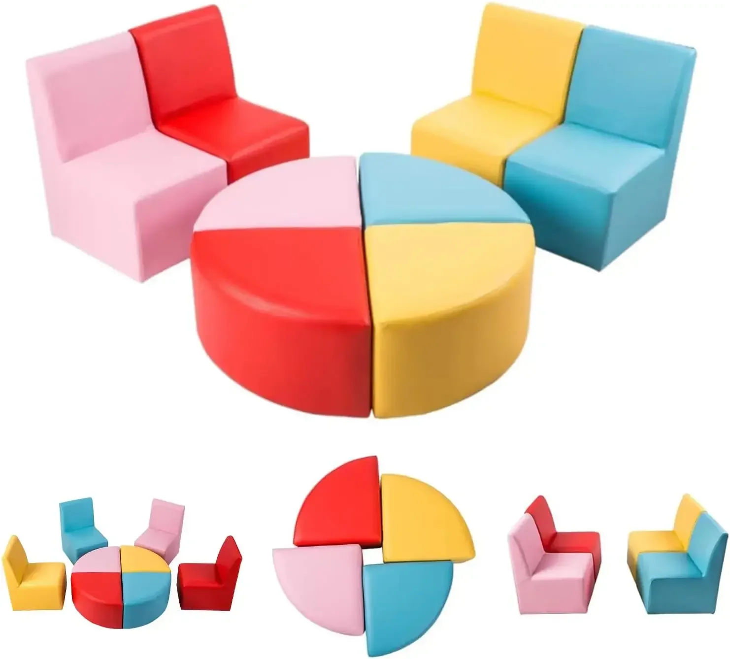 幼児と子供用の座席セット、子供用のカラフルなソファチェア、教室、幼稚園、図書館用 8個 幼児用ソフトフォーム