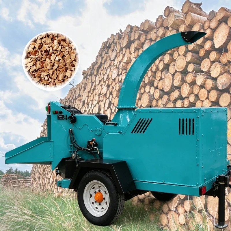 Garden Wood Chipper Shredder Machine Branch Crusher Leaves Waste Crushing Composting Heavy Duty Mobile Farm Heavy Wood Chipper