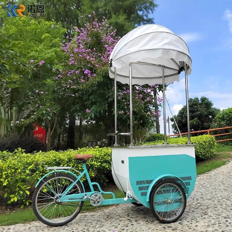 New Design Outdoor Ice Cream Bike With Freezer Mobile Food Truck Food Cart Popsicle Ice Cream Cart