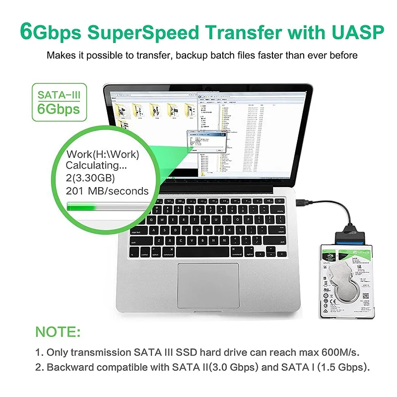 SATA to USB Cable USB 3.0 to 2.5/3.5Inch SATA Hard Drive Adapter  With Power Port External Converter for SSD/HDD Data Transfer