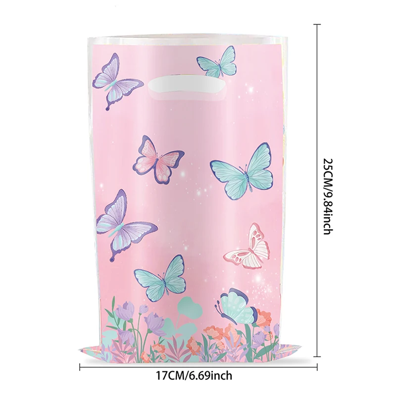 10Pcs Butterfly Party Goodie Bags Pink Butterfly Candy Gift Bags For Butterfly Wedding Birthday Party Decor Outdoor Party Favor