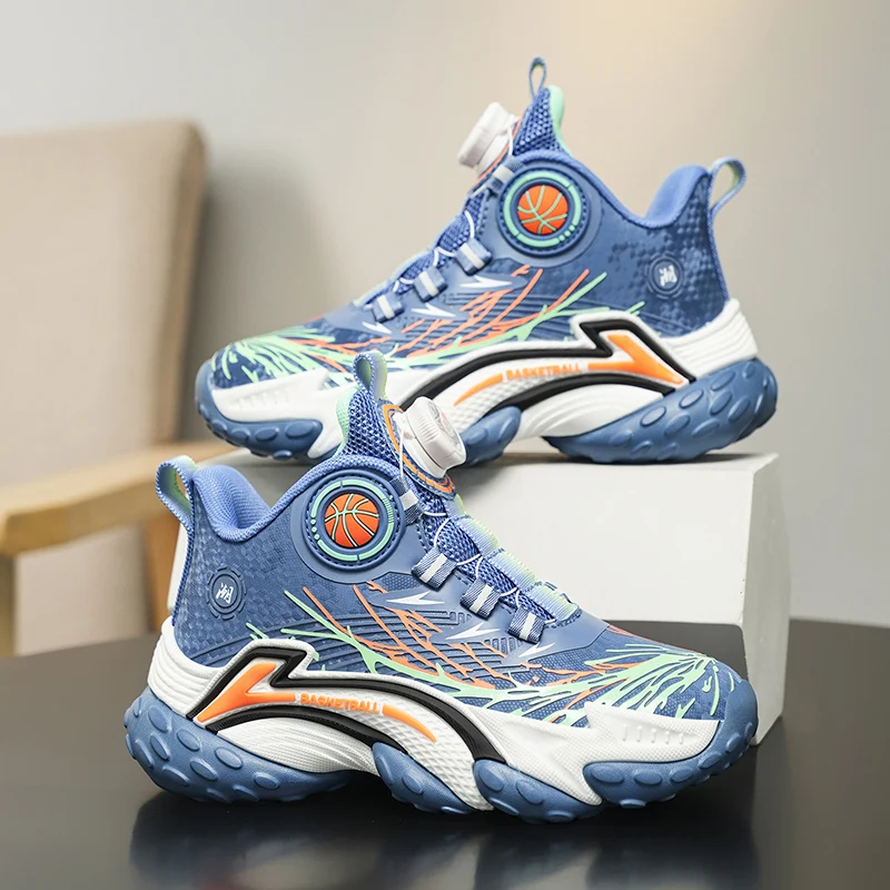 

Luxury Children Basketball Shoes Boy Sneaker New Design Platform Non-slip Sports Tennis Sneaker School Kids Running Shoes