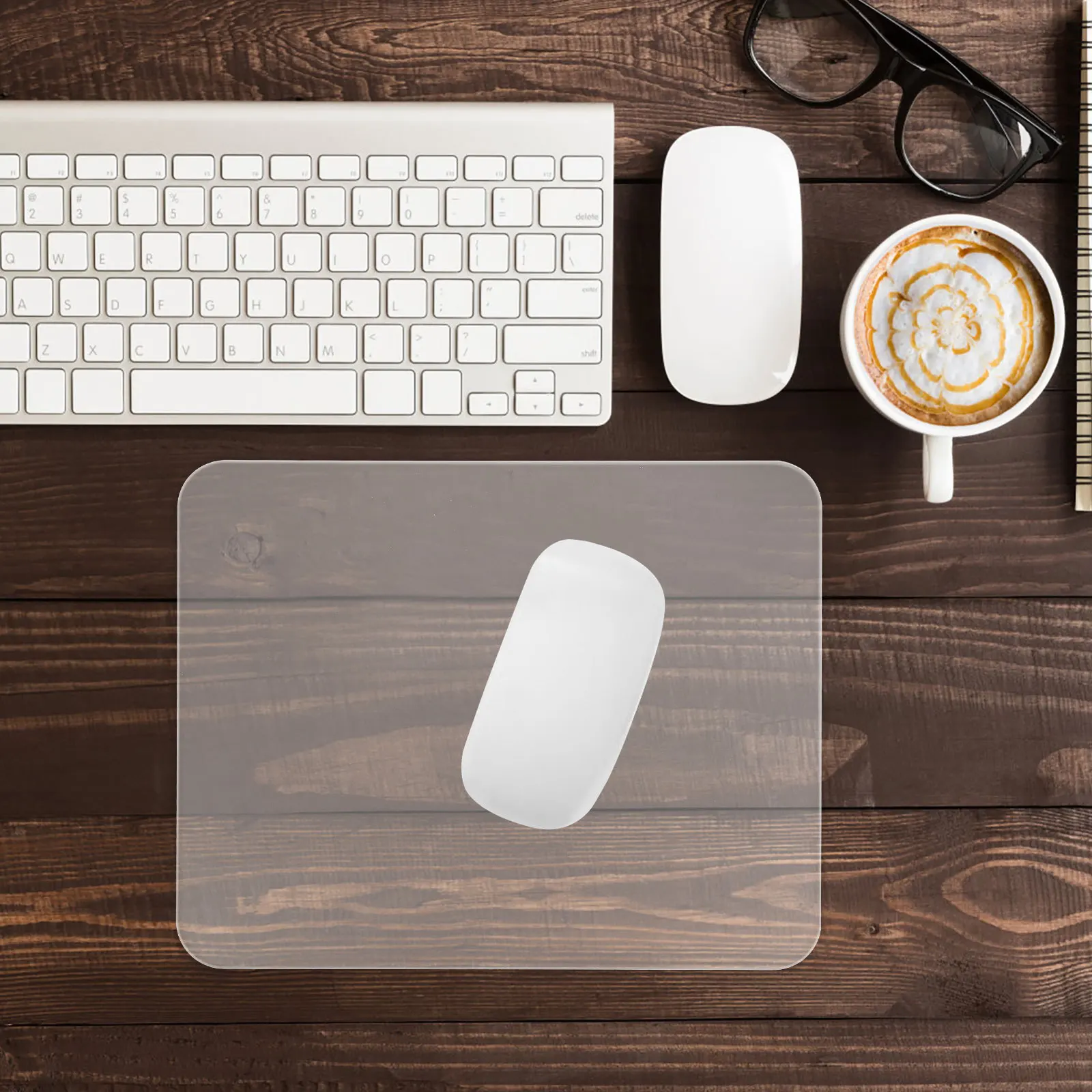 

Glass Mousepad Transparent Smooth Surface Nonslip Base Large Desk Mat Gaming Bed Mouse Pad Office Accessory Desk Mouse Pad