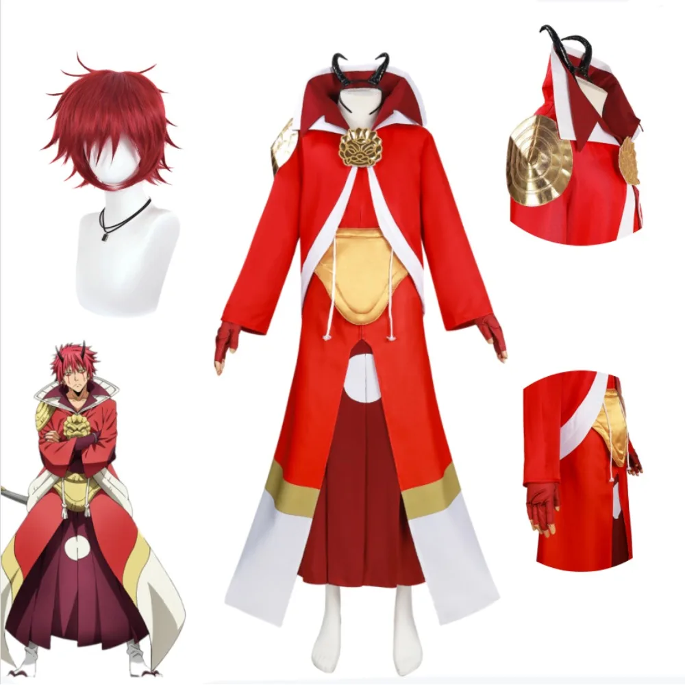 

That Time I Got Reincarnated As A Slime Benimaru Cosplay Costume Red Outfit Devil Horn Accessories Halloween Comic-Con Outfit