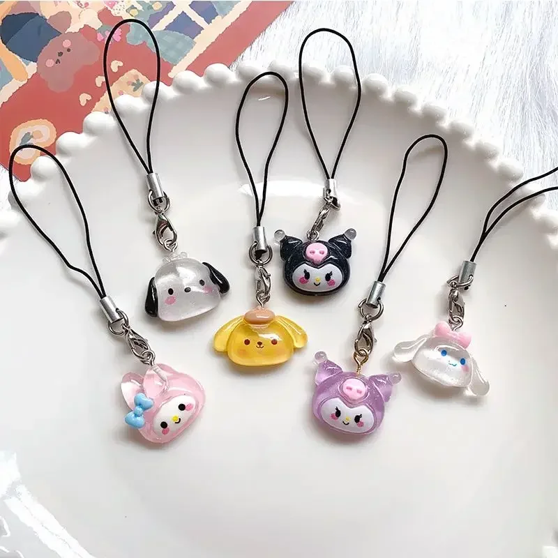 New Cinnamoroll Kuromi Sanrio Accessories KeyChain Anime HelloKitty Transparent Thin Flash Cute Pendant Girl Heart Birthday Gift