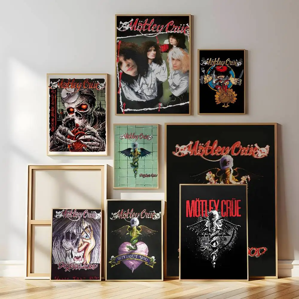 شعبية الفرقة M-Motley C-Crues ملصق ذاتية اللصق جدار الفن زينة غرفة ديكور HD بدون إطار