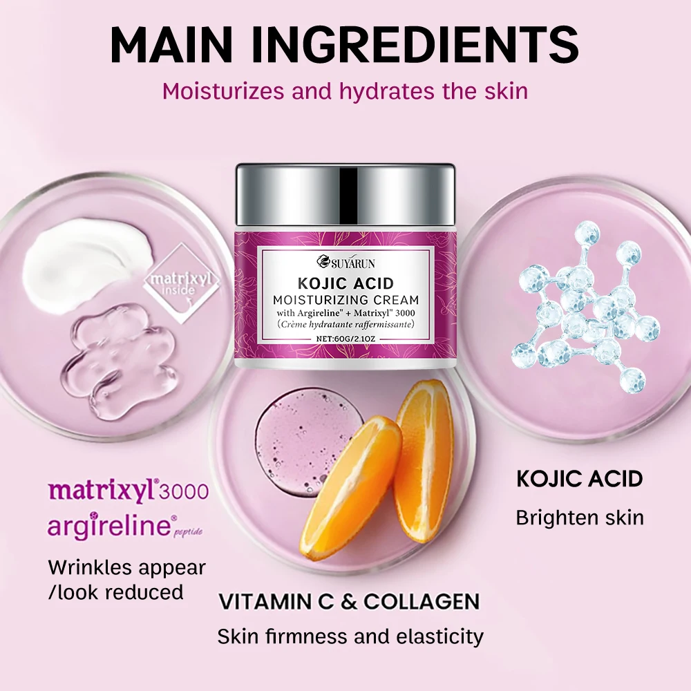 SUYARUN Advanced Vitamin C Kojic Acid Collagen Face Cream - Brightening Anti-Aging Moisturizer for Glowing Skin