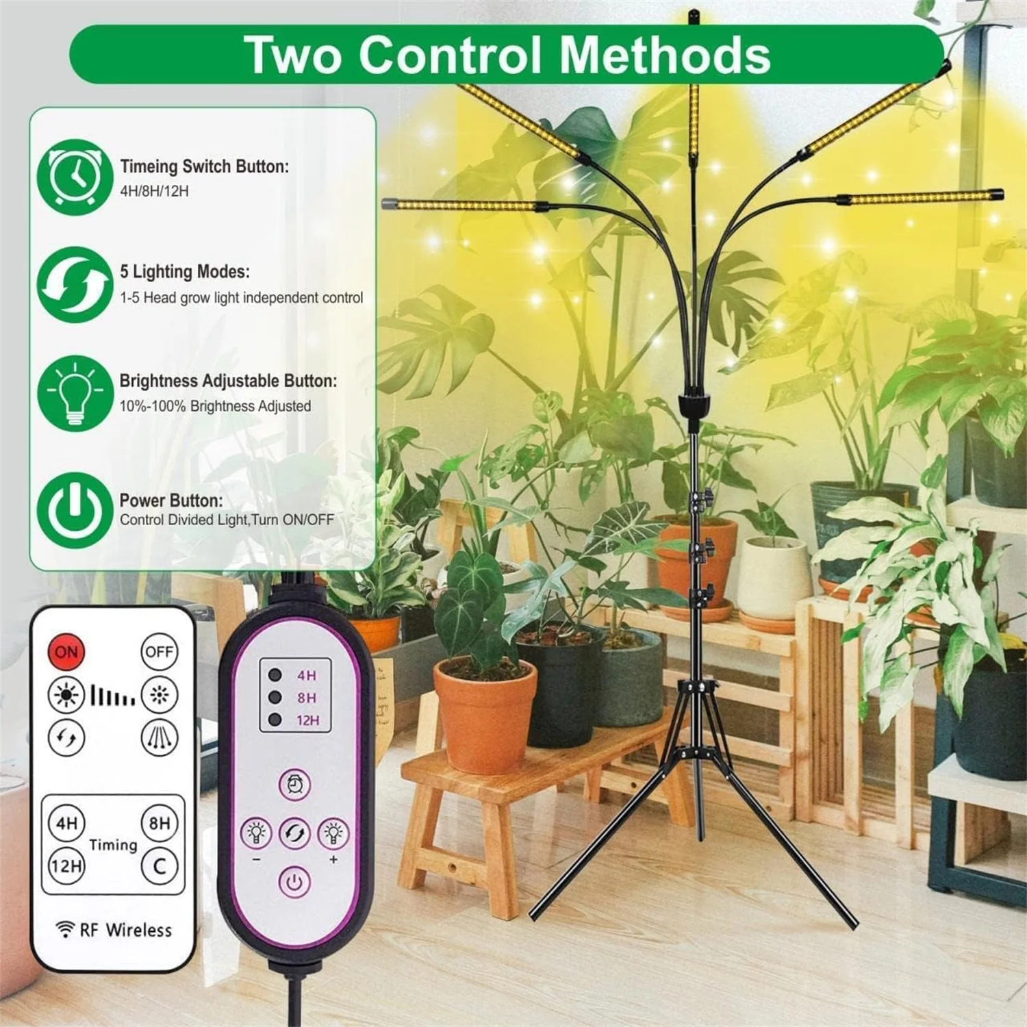 USB Full Spectrum Phyto Lamp com Tripé, Bulbo Hidroponia, LED Grow Light, Plantas de Interior, Estufa, Veg, Flor, 3000K