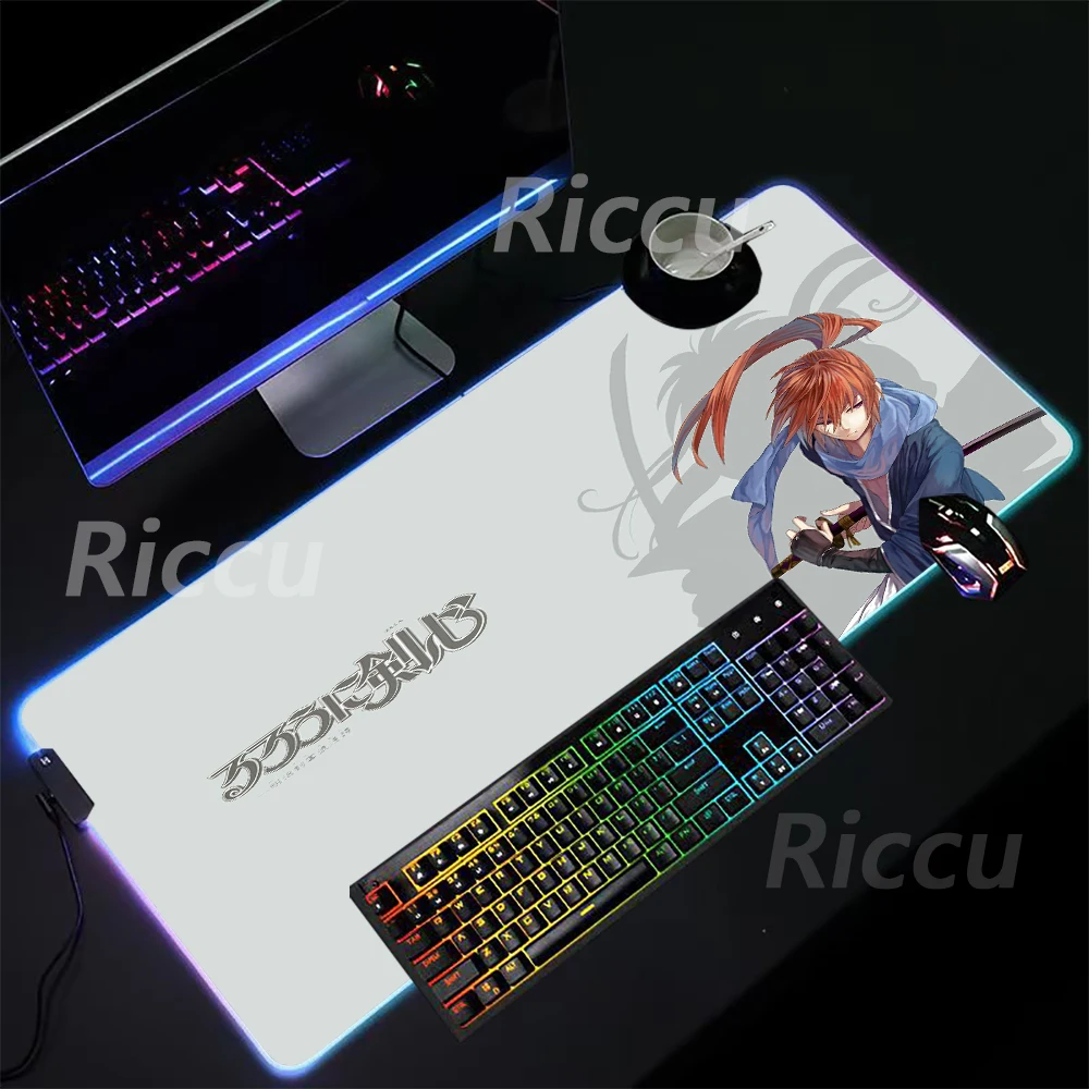 Imagem -06 - Rgb Anime Mouse Pad com Impressão de Alta Definição Rgb Mouse Pad Esteira de Tabela Muitas Pessoas Gostam Himura Kenshin Acessórios Xxl