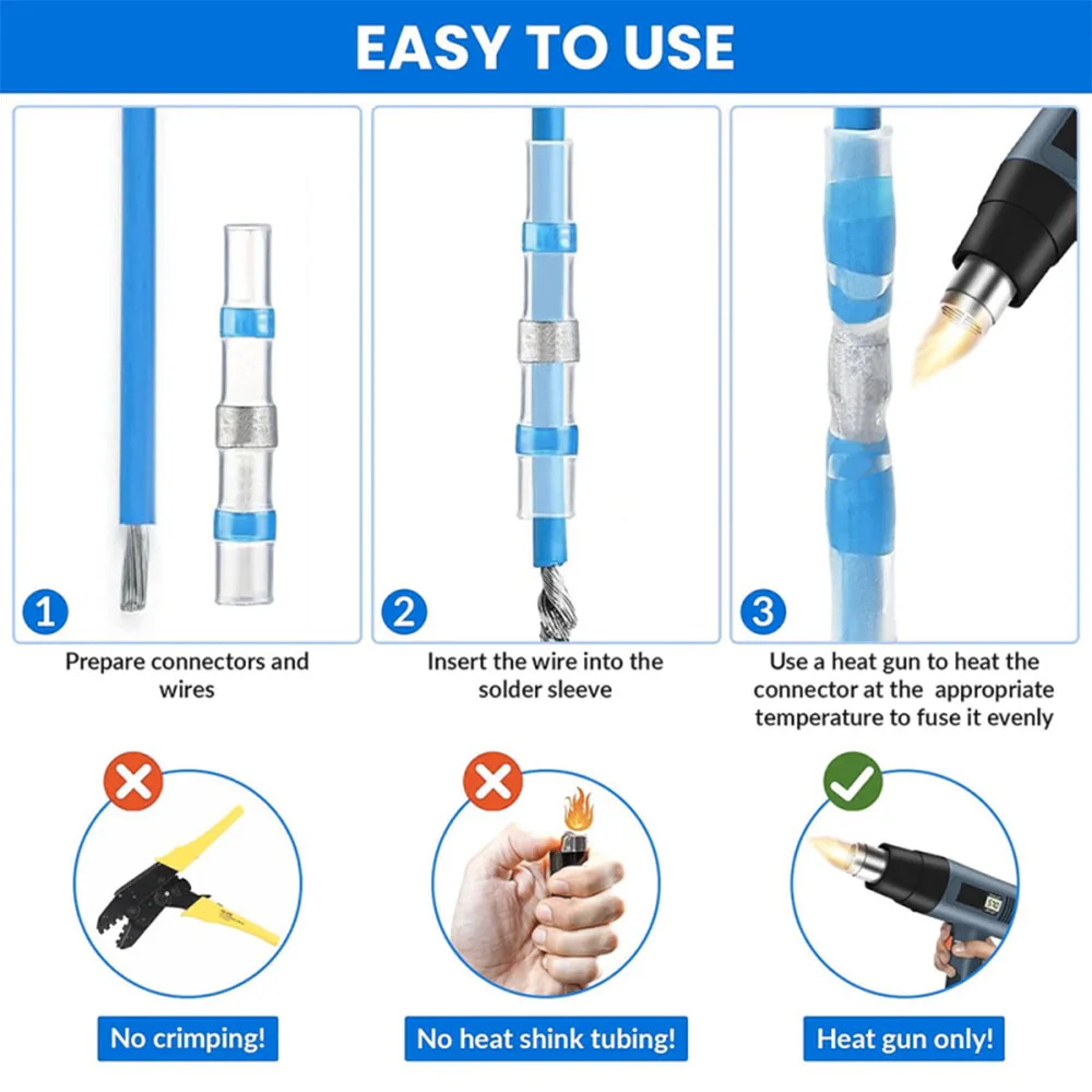 

350 шт. соединители для проводов с паяным уплотнением, термоусадочные соединители для проводов, водонепроницаемые изолированные клеммы для сращивания электрического кабеля