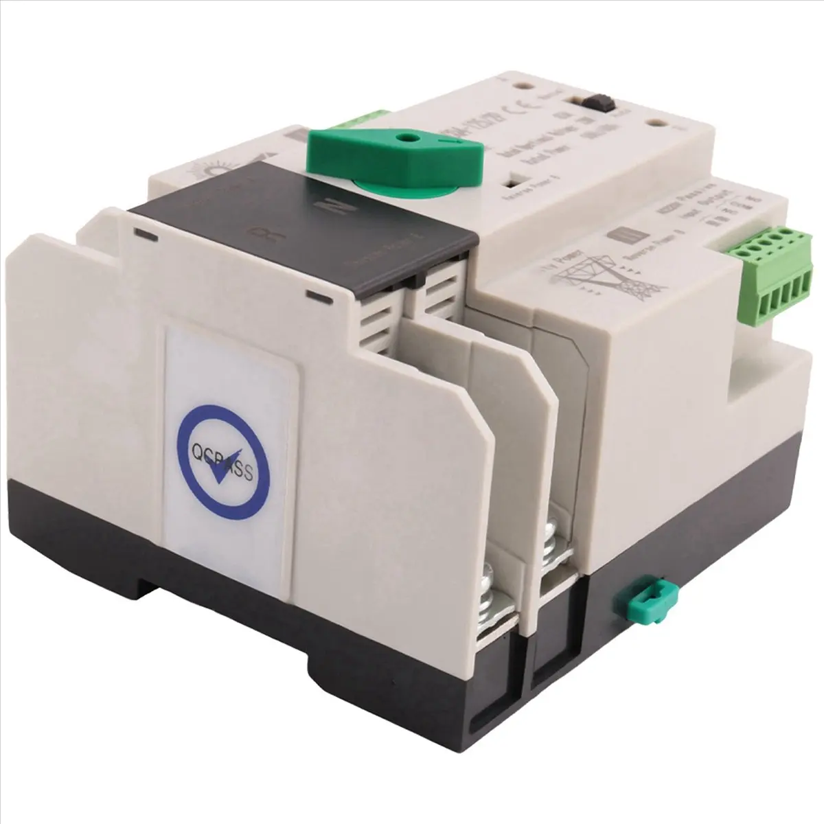 2X Photovoltaic Solar Power ATS Automatic Transfer Switch Din Rail 2P 63A AC220V ATS PV System Power to City Power