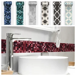 Red Mosaic Bathroom Waterproof Waistline Wall Stickers Self Adhesive Baseboard Border Tile Wall Stickers Modern Wallpaper Border
