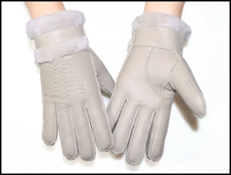 Fur Integrated Gloves Men and Women Shearling Children's Gloves Winter Warm and Thick Sheepskin Students and Teenagers Skiing