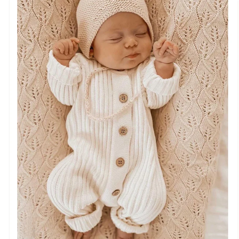 2024 New Autumn Korean Style Climbing Suit Toddler Baby Boys Girl Knitted Romper Infant Baby Jumpsuit 0-24M Baby Clothing