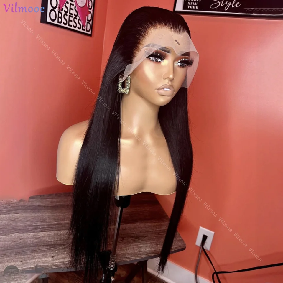 Natural Color Straight Silk Base Lace Front Wigs Human Hair Wigs Pre Plucked 180 Density Bone Straight Silk Top Lace Closure Wig