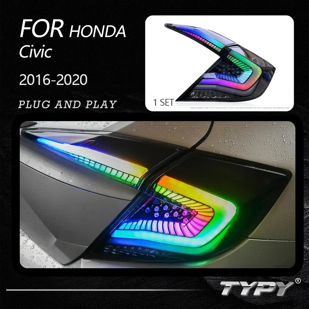 

TYPY Dynamic Turn Signal Tail Lamp Auto Accessories Upgrade Modified New LED For Honda Civic 10th RGB Taillights 2016-2020