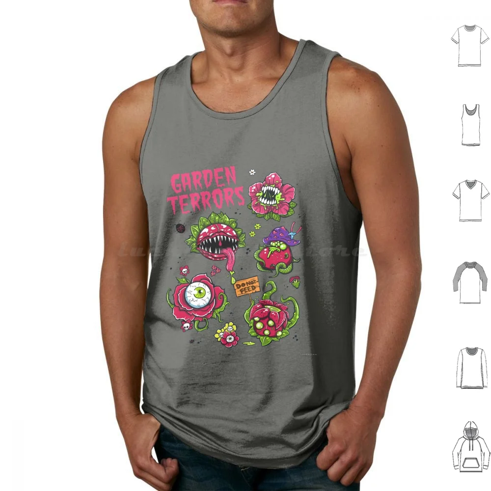 Garden Terrors Tank Tops Print Cotton Monster Plant Halloween Horror