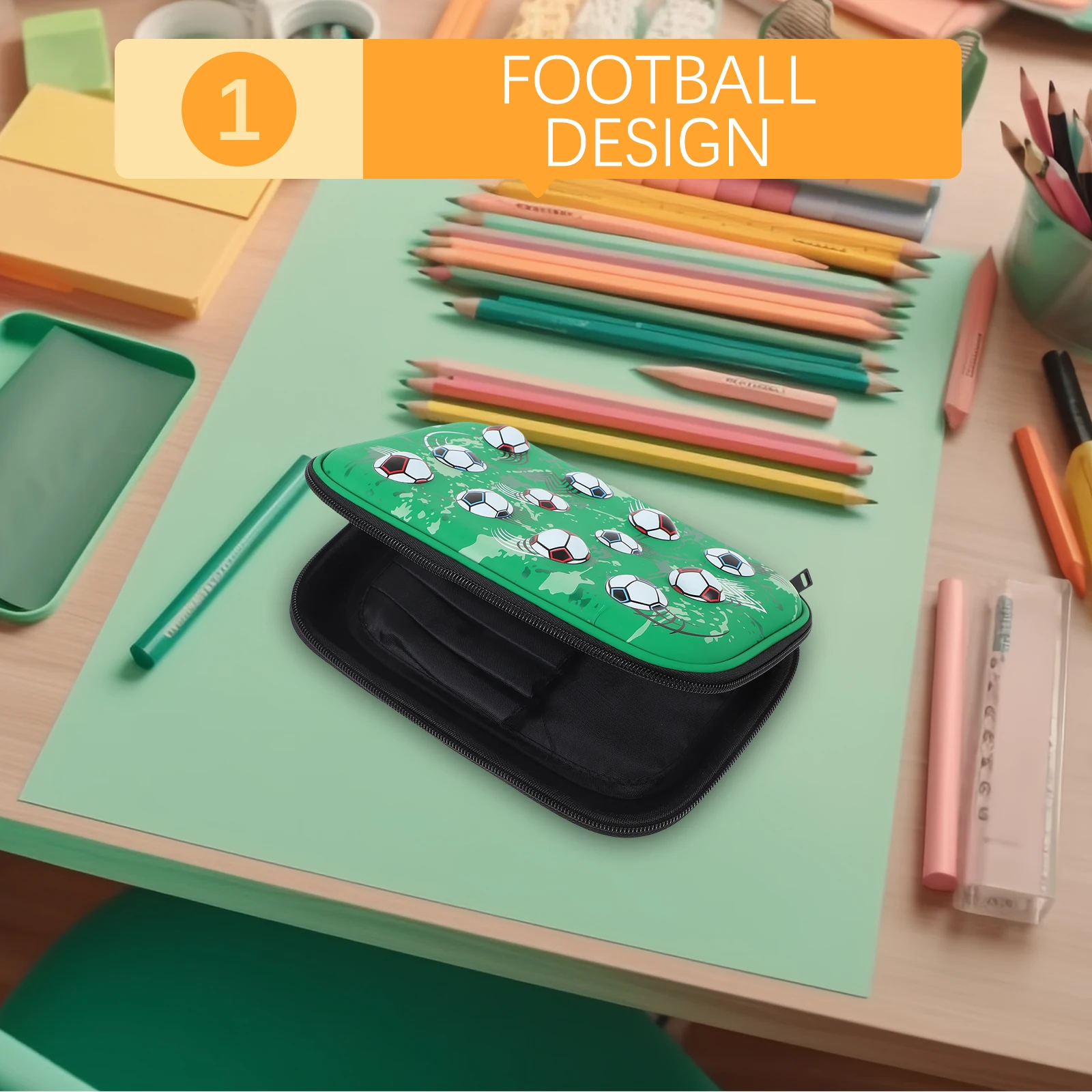 

Pencil Case Large Capacity Stationery Bag Portable Zipper Organizer Green Student