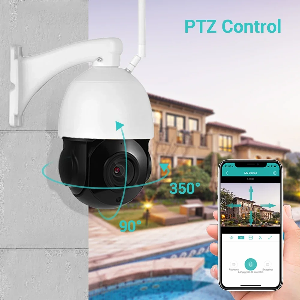 Hamrol HD 5MP WIFI 30X Zoom IP Camera Outdoor Nigtvision AI Human Detection Wireless PTZ Security Camera IR 100m Two Way Audio