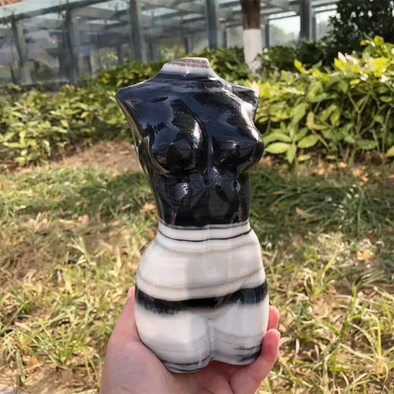 20CM Natural Taichi Stone Lady Body Carving Healing Crystal Statue Naked Art Stone Gemstone Collectible Gift 1pcs