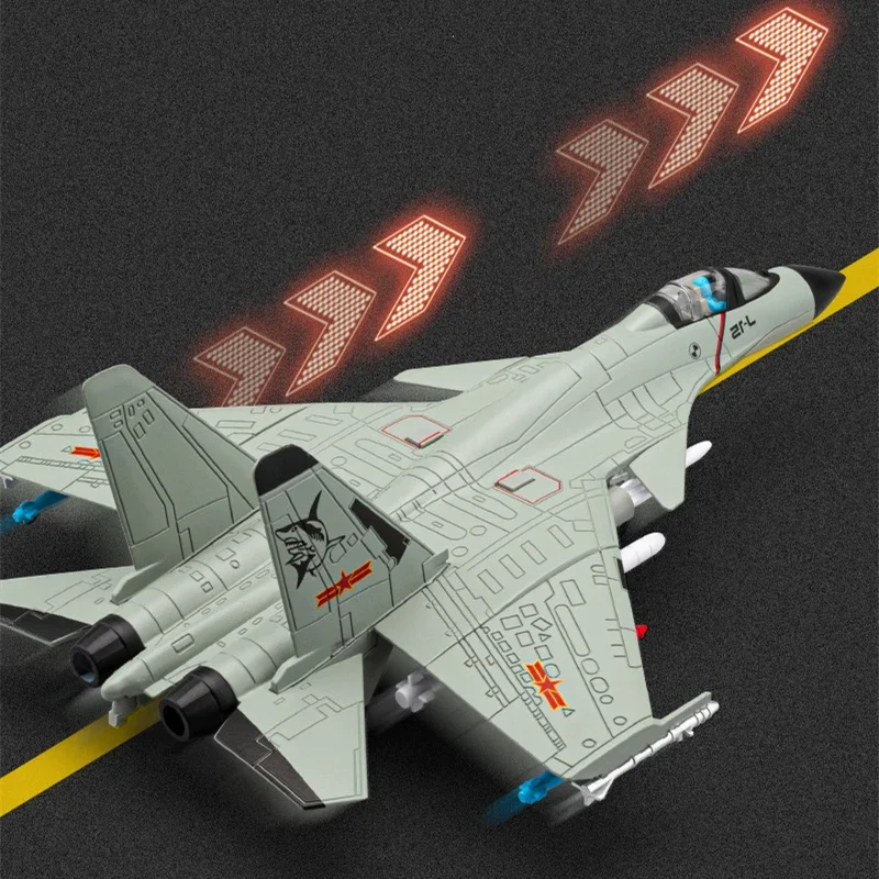 

1/89 Flying Shark J-15 Alloy Stealth Fighter Aircraft Airplane Model Metal Fighter Battle Plane Model Sound and Light Kids Gifts