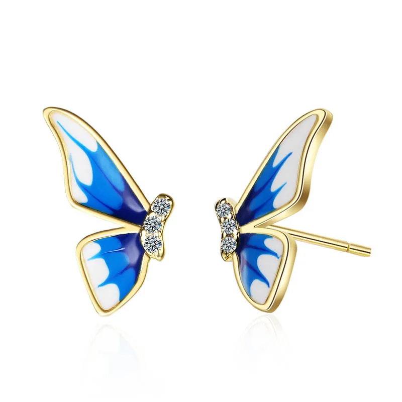 Butterfly Heart Moon Cat Daisy Egg Shape Pave Zircon Stud Earrings for Ladies Girls Women Jewelry Gift