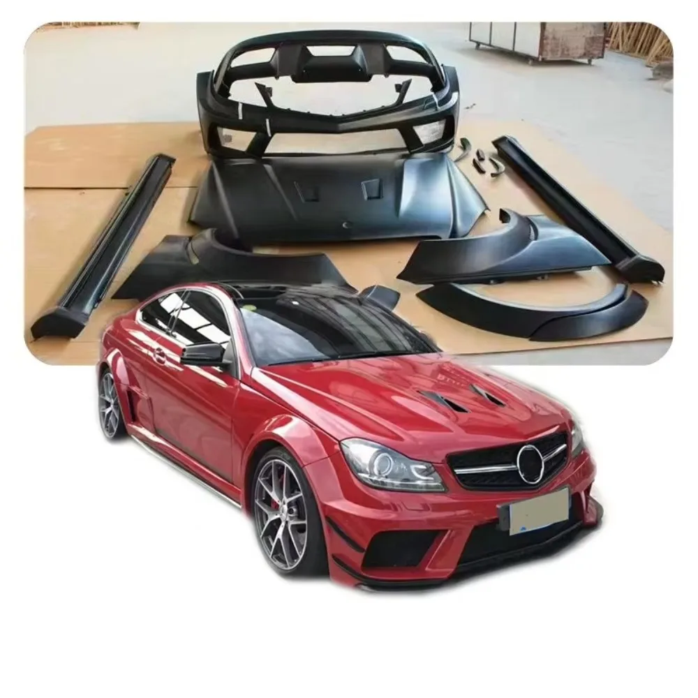 

Передний бампер, широкий обвес для 2012-2014 C Class W204 Real C63 AMG Style Auto 4DR 4-дверный седан Coupe