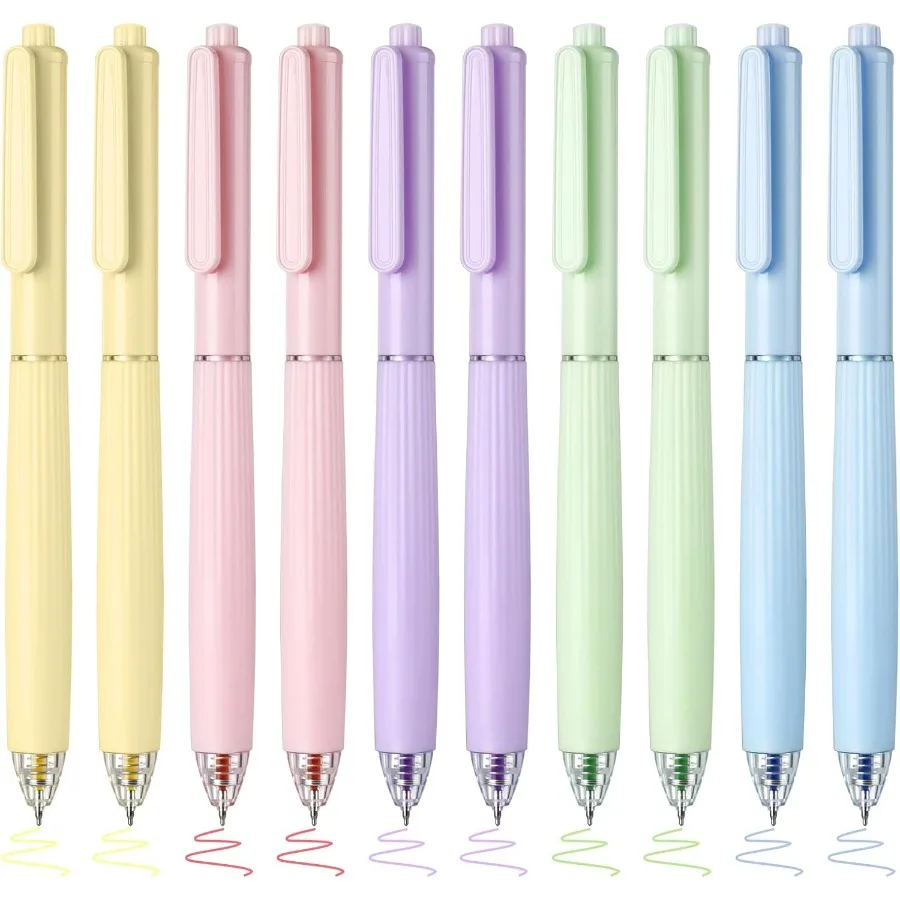 

BAYTORY 10Pcs Colored Gel Pens Bible Pens No Bleed Through Quick Dry Pastel Ink Assorted Pen Retractable Fine Point 0.5mm Pen S