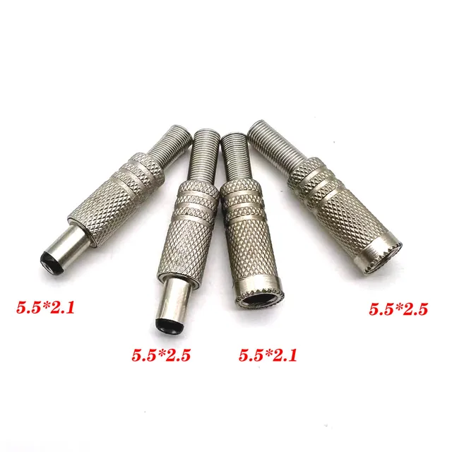 1/6szt DC 12V 5.5x2.5mm 5.5x2.1mm gniazdo wtykowe metalowy adapter kątowy z gwintowanym zamkiem 5.5 * 2.1 5.5 * 2.5mm