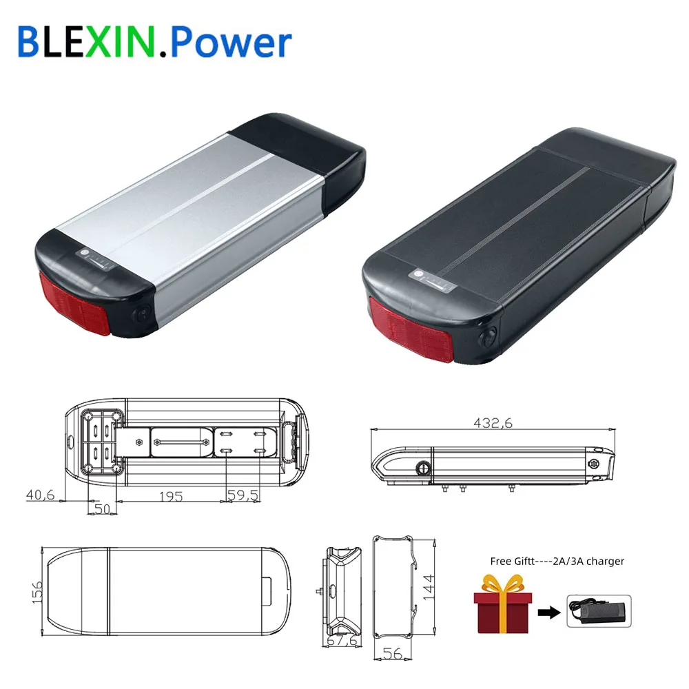 48V 10.4Ah Electric Cargo Bike Bicycle Phylion Dolphin Battery 13Ah 15Ah 20Ah Luggage Rear Rack E Trcicyle Trike Ebike Battery