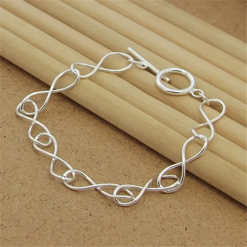 High Quality 925 Sterling Silver Exquisite Hot Selling Bracelet For Men Women Christmas Valentine's Day Jewelry Gifts Wholesale image 2